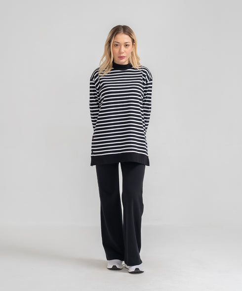 Women's Striped Mock Neck Set